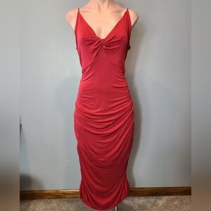 Anthropologie Wedding Guest Forever That Girl Retro Red Dress Ruched NEW
